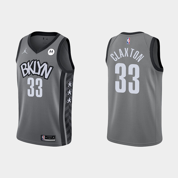 Men's Brooklyn Nets #33 Nicolas Claxton Gray NBA 2020/21 Swingman Statement Edition Jersey