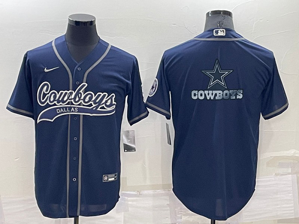 Men's Dallas Cowboys Blank Blue Stitched Baseball Cool Base Jersey