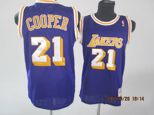 Men's Los Angeles Lakers #21 Michael Cooper Stitched Purple Throwback NBA Jersey