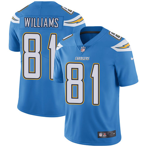 Nike Los Angeles Chargers #81 Mike Williams Electric Blue Alternate Men's Stitched NFL Vapor Untouchable Limited Jersey