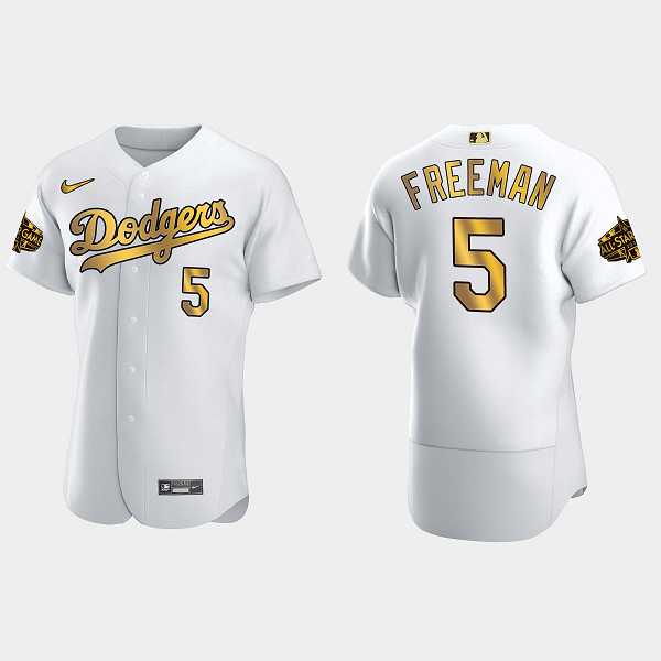 Men's Los Angeles Dodgers #5 Freddie Freeman 2022 MLB All-Star Game Flex Base Jersey - White Gold