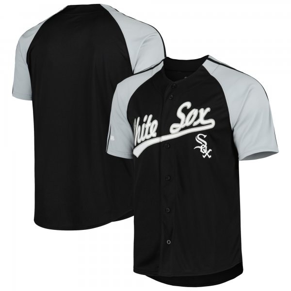 Men's Chicago White Sox Stitches Black Button-Down Raglan Fashion Jersey