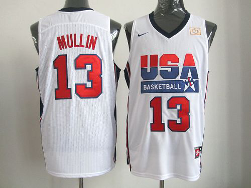 Nike Men's Team USA #13 Chris Mullin White 2012 USA Basketball Retro Stitched NBA Jersey