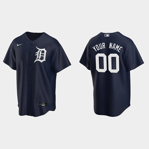 Men's Detroit Tigers Custom Alternate Navy MLB Jersey