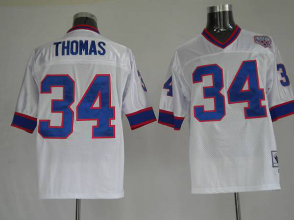 Mitchell And Ness Buffalo Bills #34 Thurman Thomas White Stitched Throwback NFL Jersey