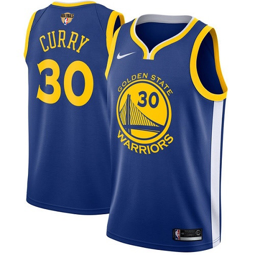 Men's Nike Golden State Warriors #30 Stephen Curry Blue The Finals Patch Swingman Icon Edition NBA Jersey