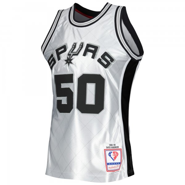 Men's San Antonio Spurs David Robinson Mitchell & Ness Platinum 1998/99 Hardwood Classics 75th Anniversary Swingman Jersey