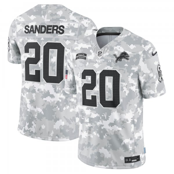 Men's Detroit Lions #20 Barry Sanders Nike Arctic Camo 2024 Salute to Service Retired Player Limited Jersey