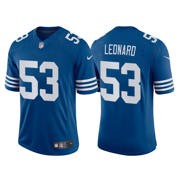 Men's Indianapolis Colts #53 Darius Leonard Royal 2021 Throwback Vapor Limited NFL Jersey