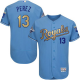 Kansas City Royals #13 Salvador Perez Light Blue FlexBase 2015 World Series Champions Gold Program Stitched MLB Jersey