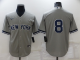 Men's Nike New York Yankees #8 Yogi Berra Grey Cool Base Collection Stitched MLB Jersey