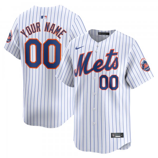 Youth New York Mets Nike White Home Limited Custom Jersey