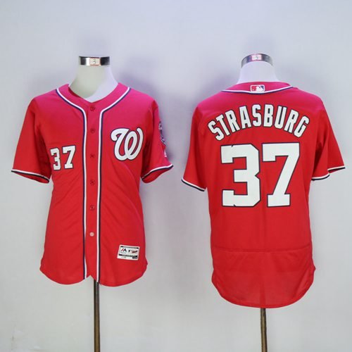 Washington Nationals #37 Stephen Strasburg Red Flexbase Collection Stitched MLB Jersey