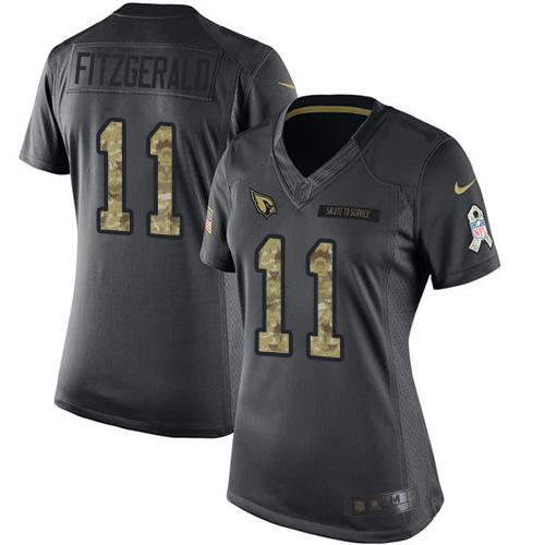 Nike Arizona Cardinals #11 Larry Fitzgerald Black Women's Stitched NFL Limited 2016 Salute to Service Jersey