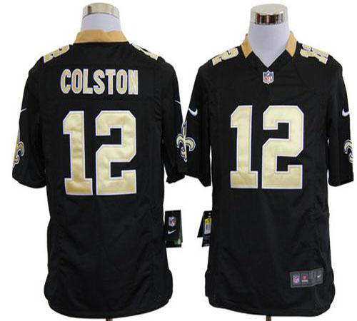 Nike New Orleans Saints #12 Marques Colston Black Team Color Men's Stitched NFL Game Jersey