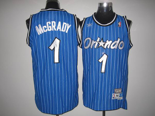 Men's Mitchell And Ness Orlando Magic #1 Tracy Mcgrady Stitched Blue Throwback NBA Jersey