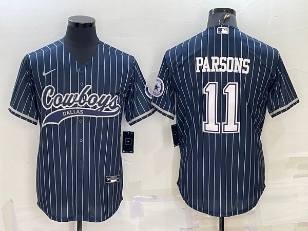 Men's Dallas Cowboys #11 Micah Parsons Blue Stitched Baseball Cool Base Jersey