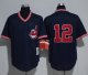 Mitchell And Ness Cleveland Indians #12 Francisco Lindor Navy Blue Throwback Stitched MLB Jersey