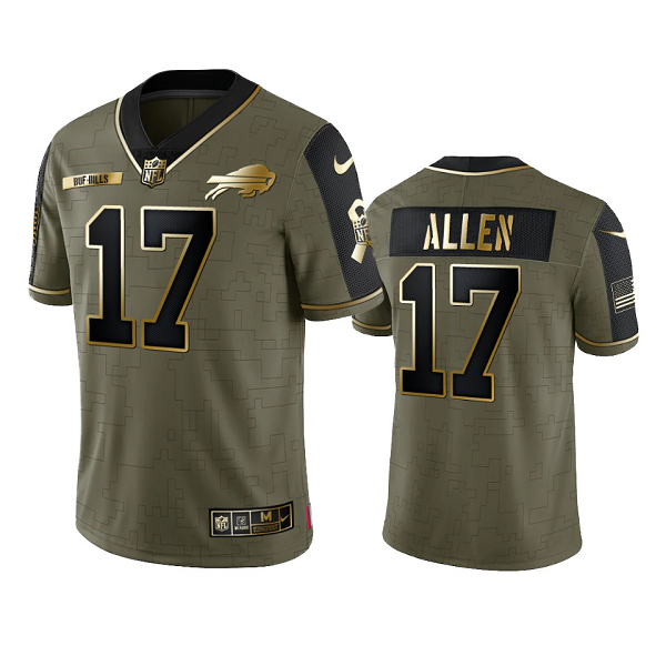 Buffalo Bills Josh Allen Olive Gold 2021 Salute To Service Men's Limited NFL Jersey