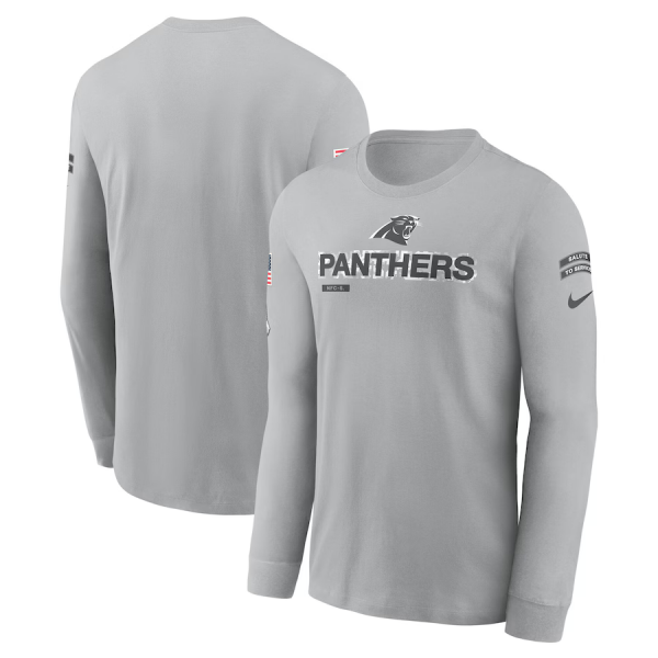 Men's Nike Gray Carolina Panthers 2024 Salute To Service Long Sleeve T-Shirt