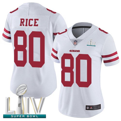 San Francisco 49ers #80 Jerry Rice White Super Bowl LIV Bound Women's Stitched NFL Vapor Untouchable Limited Jersey