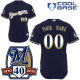 Milwaukee Brewers Personalized Blue Cool Base w/40th Anniversary Patch MLB Jersey