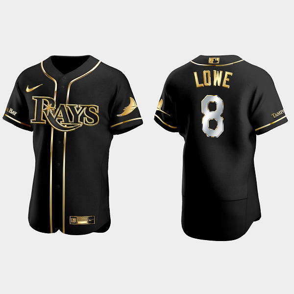 Men's Tampa Bay Rays #8 Brandon Lowe Black Gold Edition Flex Base MLB Jersey