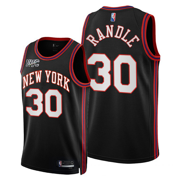 Men's New York Knicks #30 Julius Randle 2021-22 75th Anniversary City Black NBA Jersey