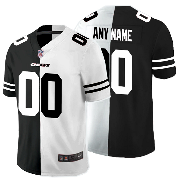 Men's NFL Kansas City Chiefs Custom Black White Peaceful Coexisting Split 2020 Vapor Untouchable Stitched Limited Jersey