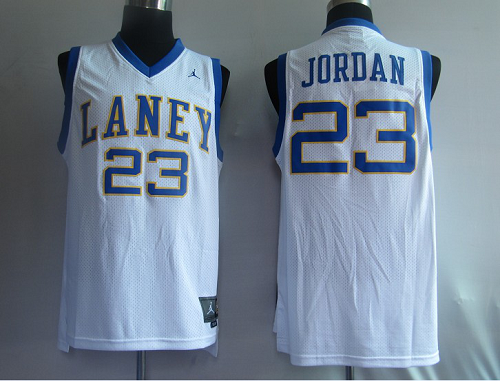 Men's Chicago Bulls #23 Jordan Stitched White Laney High School Classic NBA Jersey