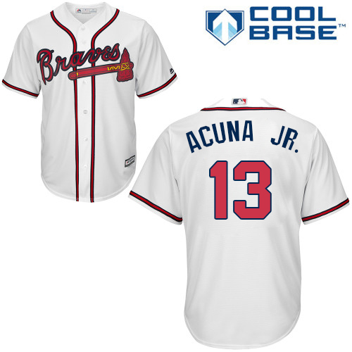 Atlanta Braves #13 Ronald Acuna Jr. White Cool Base Stitched Youth MLB Jersey