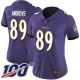 Women's Baltimore Ravens #89 Mark Andrews Purple Team ColorStitched NFL 100th Season Vapor Limited Jersey