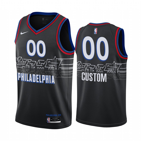 Men's Nike 76ers Custom Personalized Swingman Black NBA 2020-21 City Edition Jersey