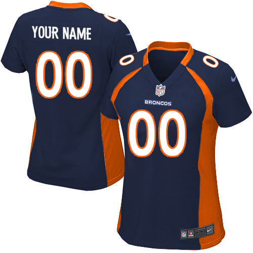 Nike Denver Broncos Customized Navy Blue Stitched Elite Women's NFL Jersey