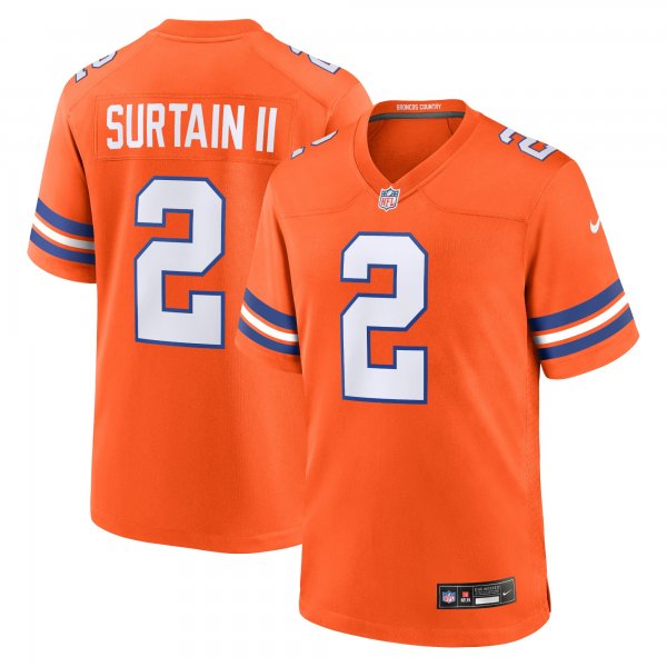 Men's Denver Broncos #2 Patrick Surtain II Nike Orange Mile High Collection 1977 Throwback Player Jersey