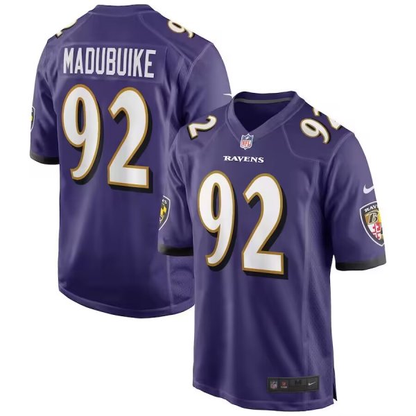 Men's Baltimore Ravens #92 Justin Madubuike Nike Purple Limited  Player Jersey