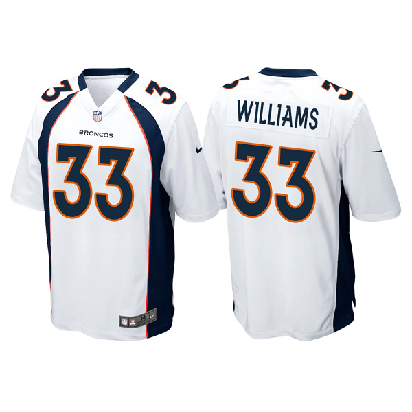 Men's Nike Denver Broncos #33 Javonte Williams 2021 NFL Draft White Vapor Untouchable Limited Stitched Jersey