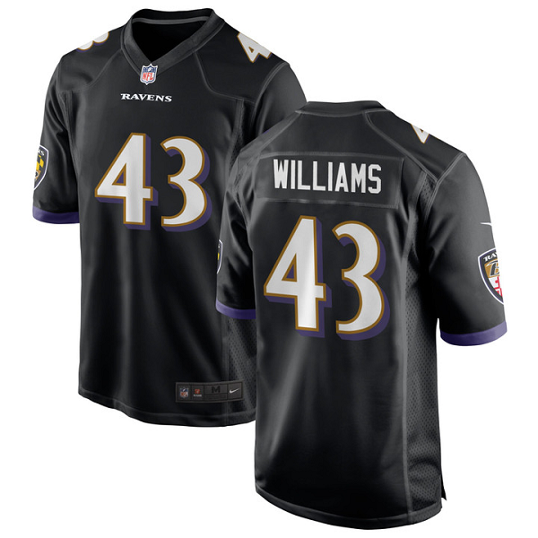 Men's Baltimore Ravens #43 Marcus Williams Black Game Jersey