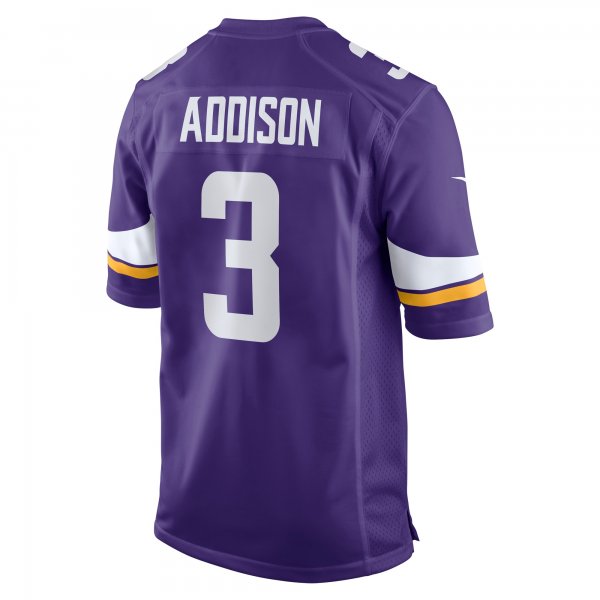 Men's Minnesota Vikings Jordan Addison Nike Purple 2023 NFL Draft First Round Pick Game Jersey