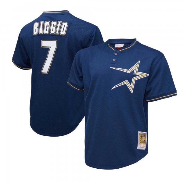 Men's Houston Astros Craig Biggio Mitchell & Ness Navy 1991 Cooperstown Collection Mesh Pullover Jersey