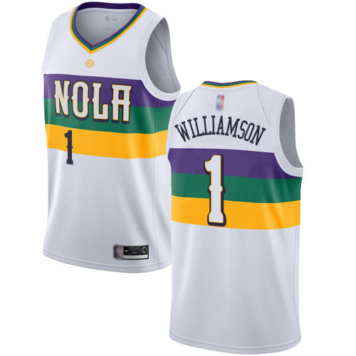 New Orleans Pelicans #1 Zion Williamson White Women's NBA Swingman City Edition 2018/19 Jersey