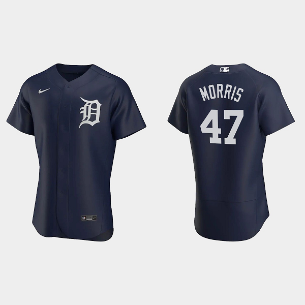 Men's Detroit Tigers #47 Jack Morris 2020 Alternate Team Logo Navy MLB Jersey