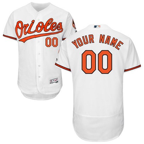 Baltimore Orioles White Flex Base Men's Customized MLB Jersey