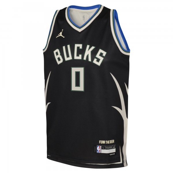 Youth Milwaukee Bucks Damian Lillard Jordan Brand Black Swingman Jersey - Statement Edition