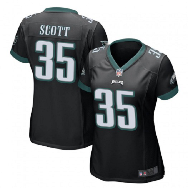 Women's Nike Philadelphia Eagles #35 Boston Scott Game Black Alternate Jersey