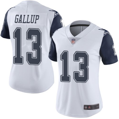 Women's Dallas Cowboys #13 Michael Gallup WhiteStitched NFL Limited Rush Jersey