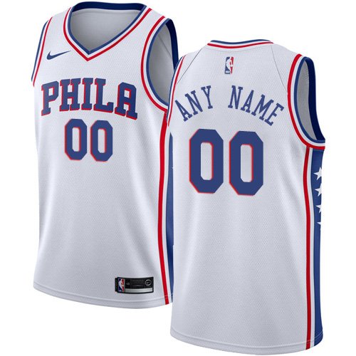 Men's Nike 76ers Personalized Swingman White NBA Association Edition Jersey