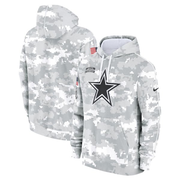 Men's Nike Arctic Camo Dallas Cowboys 2024 Salute To Service Club Fleece Pullover Hoodie