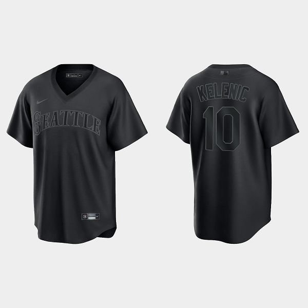 Men's Seattle Mariners #10 Jarred Kelenic Pitch Black Fashion Cool Base Jersey - Black