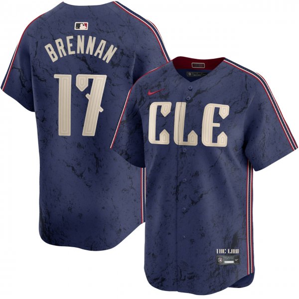 Men's Cleveland Guardians #17 Will Brennan 2024 Navy City Connect Limited MLB Jersey